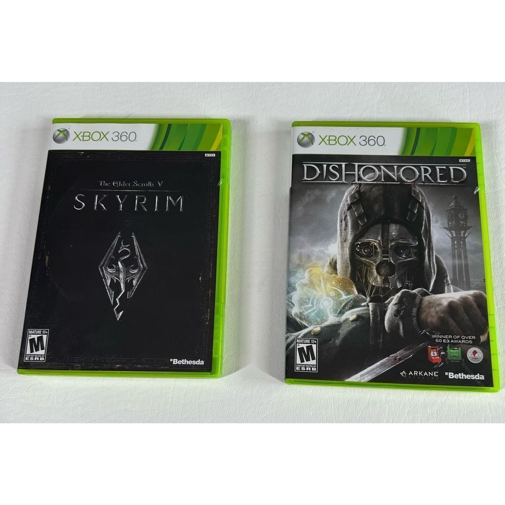 XBOX 360 DisHonored and The Gider Scrools V Microsoft Bethesda